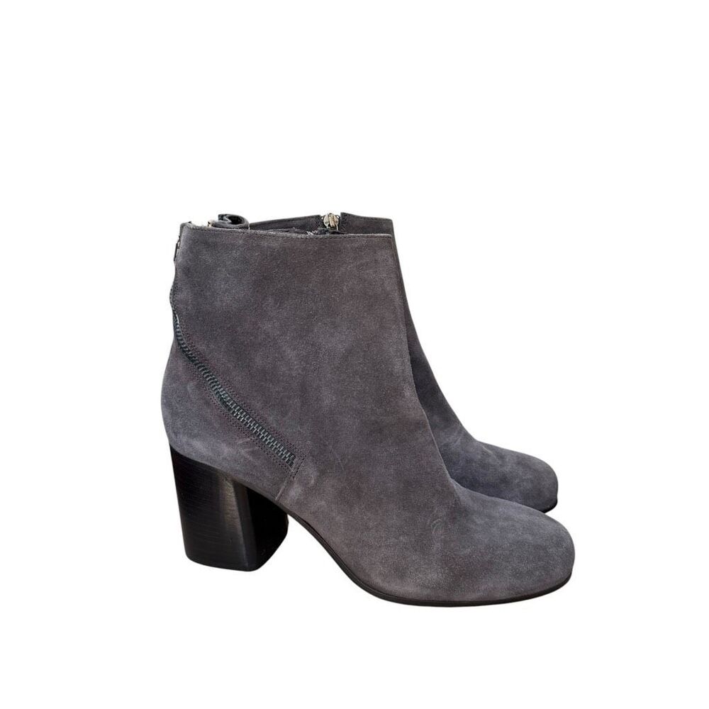 Alberto Fermani Cassia grey Suede Leather Ankle Boot block Heel/Side Zip 41/11